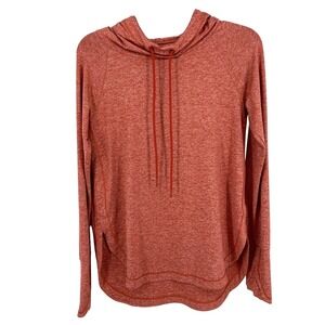 Athleta Hoodie Womens XS Rust Orange Space Dye Heathered Pullover Hoodie